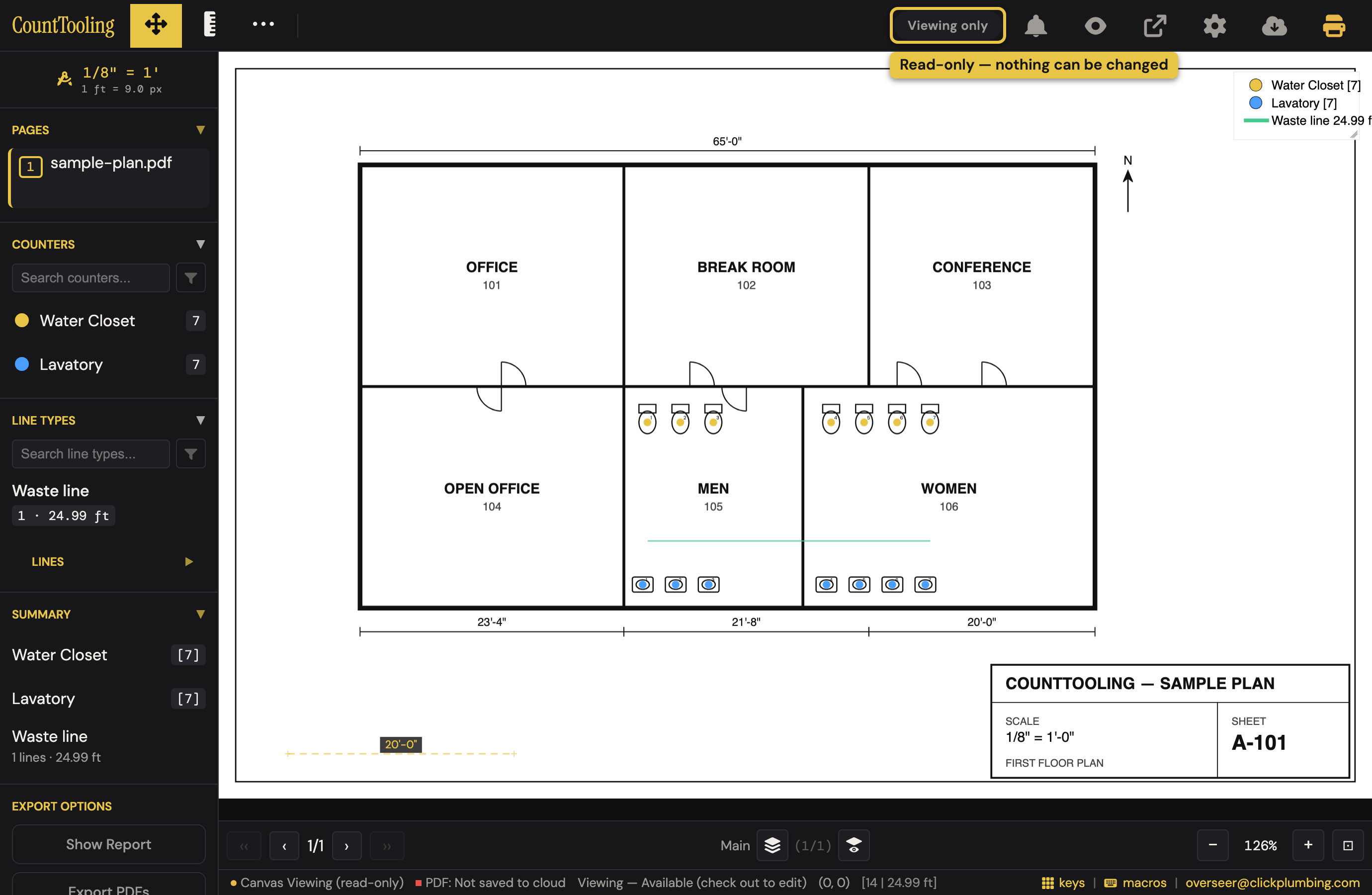 A bid open in the read-only viewer — the Viewing only banner in the header