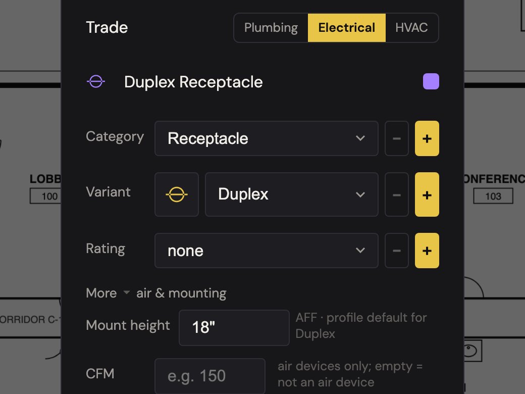 CountTooling, electrical: Devices arrive with their mount height.